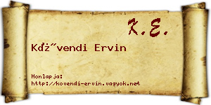 Kövendi Ervin névjegykártya