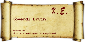 Kövendi Ervin névjegykártya